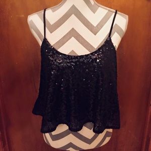 NWOT SEQUIN CROP TOP black Necessary Clothing